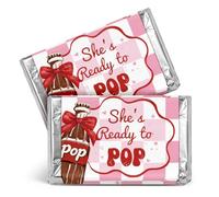 JarThenaAMCS 102 envoltorios de caramelos con texto en inglés "She's Ready to Pop", envoltorios de barras de chocolate, etiquetas de refrescos rojos y rosas para revelación de género, recuerdos de