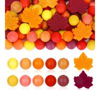 JarThenaAMCS 110 cuentas de silicona de otoño con diseño de hoja de arce, colores cálidos, cuentas espaciadoras redondas para manualidades, joyas, collares, pulseras, llaveros