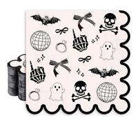 JarThenaAMCS 50 servilletas de papel festoneadas con texto en inglés "Bride or Die Till Death Do Us" Party - Servilletas desechables de postre para cóctel y bebidas para Halloween, despedida de
