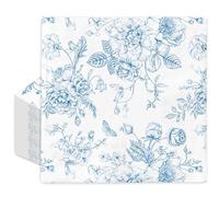 JarThenaAMCS Servilletas de papel de flores azules, servilletas desechables con flores silvestres, servilletas cuadradas para almuerzo, cena, suministros de fiesta, decoración de mesa, 50 unidades