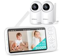Jartoo Monitor de bebι con vνdeo 2K con 2 cαmaras y audio Monitor de bebι de largo alcance de 3000 pies Sin WiFi Pantalla dividida de 5,5"" VOX -
