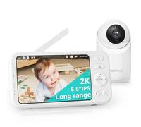 Jartoo Monitor de bebé con video 2K y cámara y audio, monitor de bebé de largo alcance de 567 metros sin WiFi, pantalla FHD de 5.5", cámara para bebé ANC inalámbrica, reloj de alimentación, visión