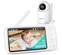 Jartoo Monitor de video para bebé 2K con cámara y audio, monitor de bebé de largo alcance de 3000 pies, sin WiFi visualización FHD de 5.5 pulgadas, ANC cámara de bebé inalámbrica, reloj de