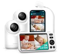 Jartoo Monitor inteligente para bebés con cámaras 2K 2 y soporte, 2000 pies de largo alcance, pantalla de 14 cm, Wi-Fi híbrido y sin conexión Wi-Fi, detección alimentada por IA, aplicación gratuita y