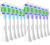 Jarubekil Paquete de 12 cabezales de cepillo de dientes compatibles con cepillo de dientes eléctrico Philips Sonicare, cabezal de cepillo compatible con 4300 9000 3100 5300 (12 unidades, blanco)