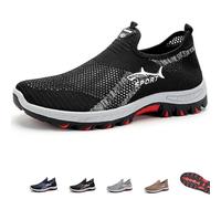 Jarv Cooling Comfort Sneaker, Atlacoast Summer Breathable Mesh Slip-On Casual Sports Walking Shoes (Black,41.5)