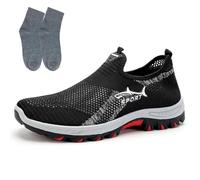 Jarv Cooling Comfort Sneaker, Summer Comfort Casual Breathable Mesh Anti-Slip Slip on Sports Walking Shoes for Men (Black,42)