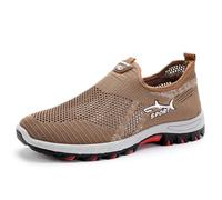 Jarv - Tenis cómodos y refrescantes, malla transpirable, parte inferior suave, antideslizante, zapatos casuales de verano, zapatos ortopédicos para caminar para hombre, café, 0 UK