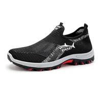 Jarv - Tenis cómodos y refrescantes, malla transpirable, parte inferior suave, antideslizante, zapatos casuales de verano, zapatos ortopédicos para caminar para hombre, Black, 0 UK