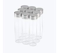 Jarvials 50pcs 60ml Botellas de Vidrio Transparente Con Cubierta de Aluminio Plateado, Vacías DIY Tarro Decorativo Muy Hermoso
