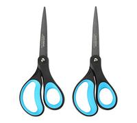 JARVISTAR Tijera Universal Antiadherente Chapada en Titanio, 21 cm Juego de tijeras hoja de acero inoxidable mango suave para el hogar, oficina, 2 unidades (azul/negro)