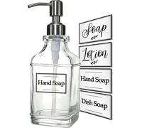 JASAI Dispensador de jabn de diseo antiguo con bomba de acero inoxidable 304 a prueba de xido, dispensador de jabn de vidrio transparente rec