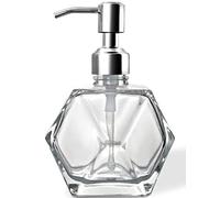 JASAI Dispensador de jabón de Vidrio Transparente, Botella dispensadora de lociones de encimera con Bomba de Acero Inoxidable para decoración del hogar, Accesorio de baño, Ideal para jabón Facial,