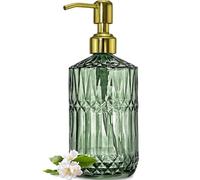 JASAI Dispensador de jabón de Vidrio Verde de 18 onzas con Bomba Dorada a Prueba de óxido, dispensador de jabón de Cocina Recargable para jabón de Platos, dispensador de jabón de baño para jabón de