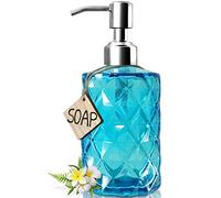 JASAI Dispensador de jabón Diamond Design con Bomba de jabón de Acero Inoxidable 304 a Prueba de óxido, dispensador de jabón de Cocina de 12 onzas para baño, jabón de Manos, jabón de Platos (Azul