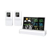 Jasaly Estación Meteorológica para Interiores y Exteriores de una A Dos, Pantalla A Color de Alta Definición, Reloj Meteorológico con Pronóstico, Enchufe de la UE B