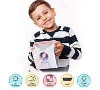 Jasbo - Mini proyector de vídeo para niños, HD LCD, Mini proyector portátil 3D Home Beamer TV cine en casa para niños, altavoces duales para TV, portátil, USB, tarjeta TF, regalo para padres, color rosa rosa rosa talla única