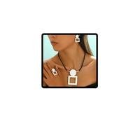 Jascatin 1 par de collares cuadrados de hierro con colgante y arete, collar de plata, gargantilla, cadena para mujer