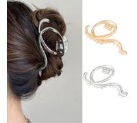 Jascatin 2PCS Metal Ángel Mariposa Garra Irregular Rhinestone Shark Abrazadera para Thick Wave Anti-Slip Hair Styling Accesorios para las Mujeres (Oro-C)