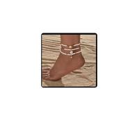 Jascatin 3 tobilleras elásticas de playa con diseño de estrella de mar dorada y vieira, colgante de árbol de la paz, cuentas de semillas, playa, verano, joyería elástica para mujer, talla única,