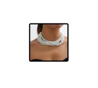 Jascatin Bohemia - Gargantilla de cuentas hecha a mano con múltiples capas para mujer, talla única, Metal, No es una piedra preciosa