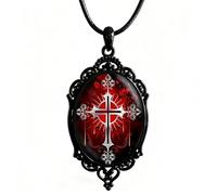 Jascatin Collar con colgante de araña y cruz de Halloween, collar de murciélago negro y rojo, gargantilla para mujer, talla única, Metal, No es una piedra preciosa