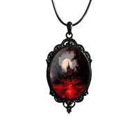 Jascatin Collar con colgante de araña y cruz de Halloween, collar de murciélago negro y rojo, gargantilla para mujer, talla única, Metal, No es una piedra preciosa