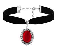 Jascatin Collar con colgante de piedra preciosa de encaje de Halloween, collar de luna creciente negra, collar de gargantilla para mujer, talla única, Metal, No es una piedra preciosa