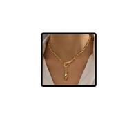 Jascatin Gargantilla vintage con colgante de serpiente dorada, collar minimalista de cadena de serpiente fina, joyería para mujer, Metal