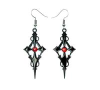 Jascatin Juego de collar y aretes con colgante de cruz de encaje para Halloween, color negro, talla única, Metal, No es una piedra preciosa