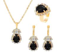 Jascatin Juego de collar y aretes de cristal para boda, con diamantes de imitación brillantes, accesorios para mujer, talla única, Metal, No es una piedra preciosa