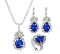 Jascatin Juego de collar y aretes de cristal para boda, con diamantes de imitación brillantes, accesorios para mujer, talla única, Metal, No es una piedra preciosa