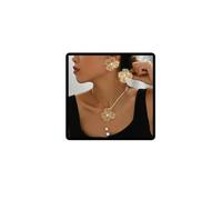 Jascatin Juego de collar y pendientes con colgante de perlas, collares y gargantilla de flores para mujer