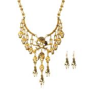 Jascatin Juego de collar y pendientes de calavera de Halloween, vintage, creativo, para mujer, pirata, cosplay, accesorio de disfraz, talla única, Metal, No es una piedra preciosa