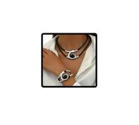 Jascatin Juego de collar y pulsera con colgante de caracol bohemio, collar de acrílico, gargantilla para mujer, talla única, Metal, No es una piedra preciosa