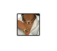 Jascatin Juego de collar y pulsera con colgante de caracol bohemio, collar de acrílico, gargantilla para mujer, talla única, Metal, No es una piedra preciosa