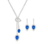 Jascatin Juego de joyas de cristal para novia, collar y aretes de diamantes de imitación, collares de novia, accesorios de boda para mujer, talla única, Metal, No es una piedra preciosa