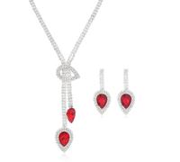 Jascatin Juego de joyas de cristal para novia, collar y aretes de diamantes de imitación, collares de novia, accesorios de boda para mujer, talla única, Metal, No es una piedra preciosa