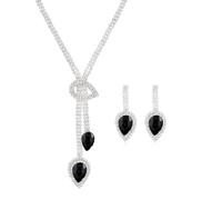 Jascatin Juego de joyas de cristal para novia, collar y aretes de diamantes de imitación, collares de novia, accesorios de boda para mujer, talla única, Metal, No es una piedra preciosa