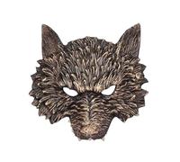 Jascatin Máscara de lobo animal para Halloween, media cara, máscara de hombre lobo, tocado de lobo 3D, disfraz de cosplay para hombre (marrón)