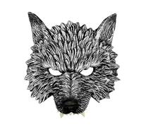 Jascatin Máscara de lobo animal para Halloween, media cara, máscara de hombre lobo, tocado de lobo 3D, disfraz de cosplay para hombre (gris)