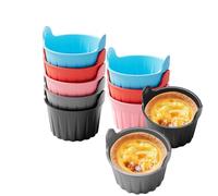 JasCherry 10 Piezas Moldes de Silicona para Muffins, Moldes Magdalenas Reposteria Moldes, Muffins de Silicona Antiadherentes Reutilizables Freidora de Aire para Huevos