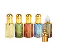 JasCherry 12ml 5 Botellas De Rodillo De Aceite Esencial Botellas De Vidrio Vintage Con Rodillo Botella De Aceite Esencial De Estilo Oriental Botella De Perfume Recargable Vacía Para Líquidos