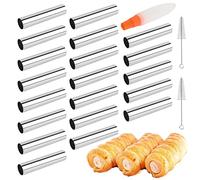 JasCherry 20 Piezas Molde de Croissant Forma de Acero Inoxidable con Forma de Cono con Cepillos de 3 Funciones para Hornear Tubos para Rollos de Crema de Concha de Cruasán #2