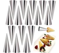 JasCherry 20 piezas Molde para Croissant de Acero Inoxidable, Cannoli Molde en Forma de Cono, Tubos de Acero Inoxidable para Hacer Cannoli, Cuernos de Crema, Tortitas, Cruasanes, Tartas, Pan