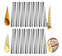 JasCherry 30 piezas Molde para Croissant de Acero Inoxidable, Cannoli Molde en Forma de Cono, Tubos de Acero Inoxidable para Hacer Cannoli, Cuernos de Crema, Tortitas, Cruasanes, Tartas, Pan