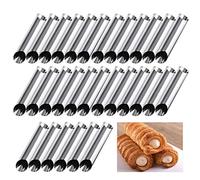 JasCherry 30 Ppiezas Hornear Tubos para Pastelería de Cuerno de Crema Antiadherente de Acero Inoxidable, Molde de Croissant Forma Diagonal, para Rollos de Crema de Concha de Cruasán
