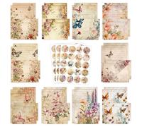 JasCherry 50 hojas de papel de carta con sobres, 10 diseños de papel de carta con 3 hojas de pegatinas, para lnvitaciones, Cartas, Fiesta Boda, Juego C