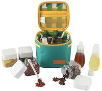 JasCherry 7 Unids/set Tarros de Especias Saleros y Pimenteros Tarros Hierbas Botella de Condimento de plástico Salsa para Barbacoa Camping al Aire Libre con Bolsa de Almacenamiento