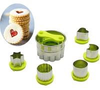 JasCherry Juego de 6 cortadores de frutas y verduras, cortadores de galletas Linzer de acero inoxidable, molde de torta relleno de mermelada de salsa hueca, herramienta de Navidad, pasteles, mousse